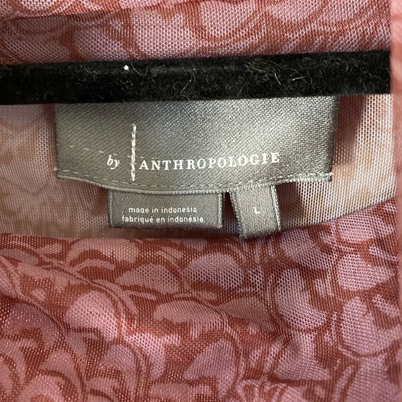 Anthropologie Sheer Mock Neck Top size L - Picture 2 of 4